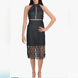 Black Bardot Gemma halter dress size L/14 new with tags